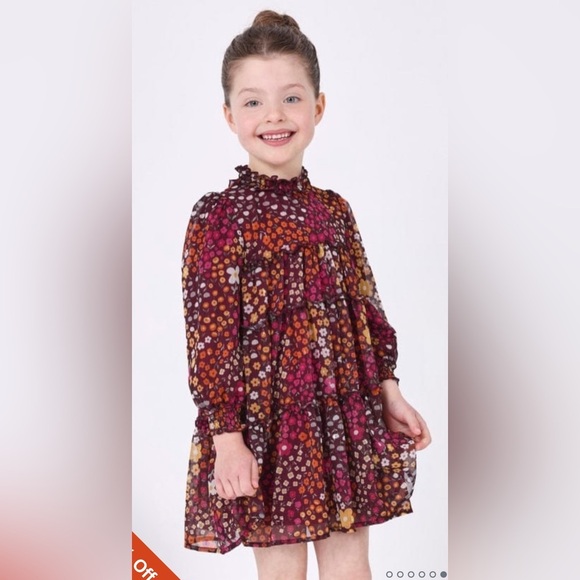 Mayoral Other - Mayoral girls Printed Chiffon Dress burgundy floral size 4 EUC